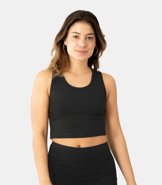 Schwarz Black Noir - Organic Crop Top Purna Front | Lotuscrafts