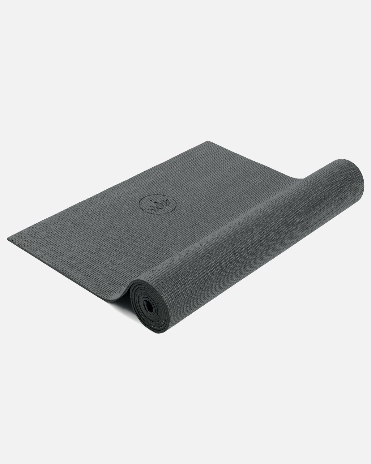Anthrazit Anthracite - Standard Extra lang Extra long Yogamatte Mudra Studio front aufgerollt | Lotuscrafts